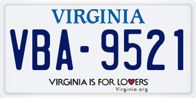 VA license plate VBA9521