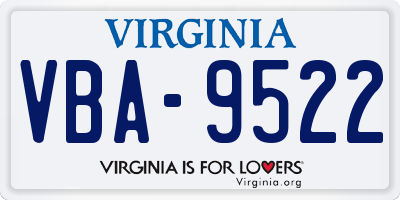 VA license plate VBA9522