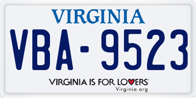 VA license plate VBA9523