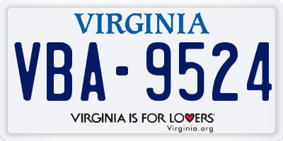 VA license plate VBA9524