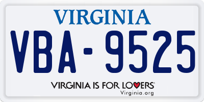VA license plate VBA9525