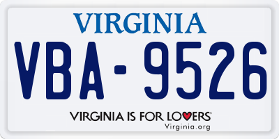 VA license plate VBA9526
