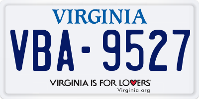 VA license plate VBA9527