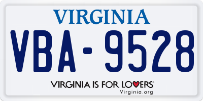 VA license plate VBA9528