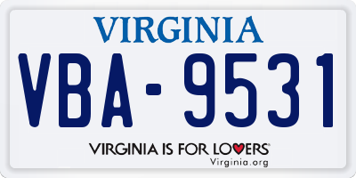 VA license plate VBA9531