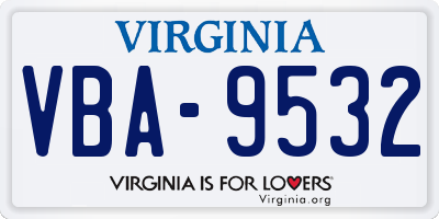 VA license plate VBA9532