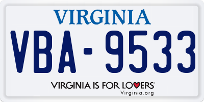 VA license plate VBA9533
