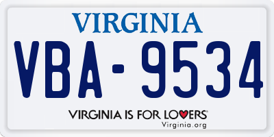 VA license plate VBA9534