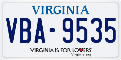 VA license plate VBA9535