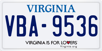VA license plate VBA9536