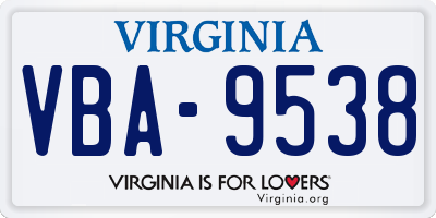 VA license plate VBA9538