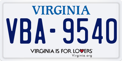 VA license plate VBA9540