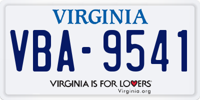 VA license plate VBA9541