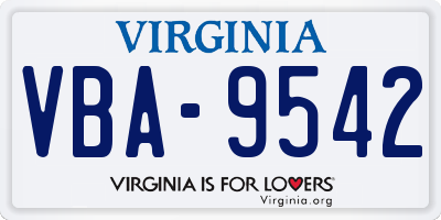 VA license plate VBA9542