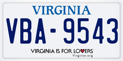 VA license plate VBA9543