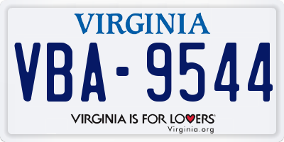 VA license plate VBA9544