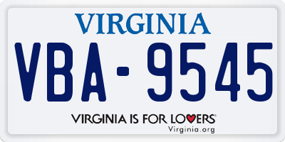 VA license plate VBA9545