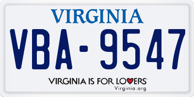 VA license plate VBA9547