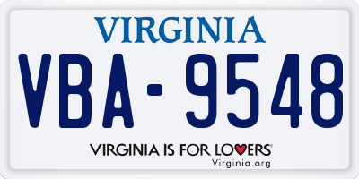 VA license plate VBA9548