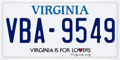 VA license plate VBA9549