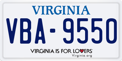 VA license plate VBA9550