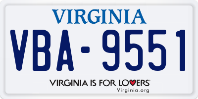 VA license plate VBA9551