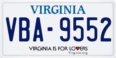 VA license plate VBA9552