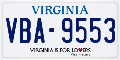 VA license plate VBA9553