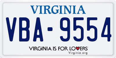 VA license plate VBA9554