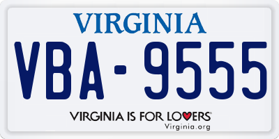 VA license plate VBA9555