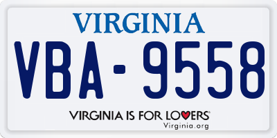 VA license plate VBA9558
