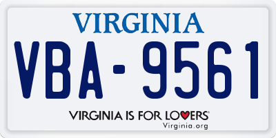 VA license plate VBA9561