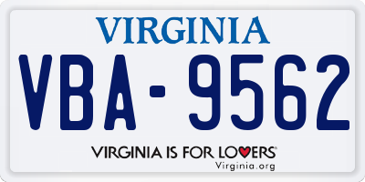 VA license plate VBA9562