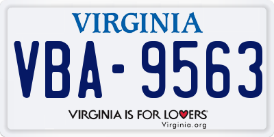 VA license plate VBA9563
