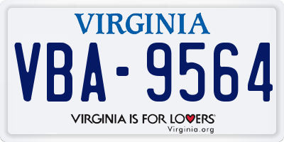 VA license plate VBA9564