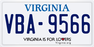 VA license plate VBA9566