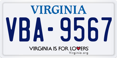 VA license plate VBA9567