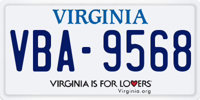 VA license plate VBA9568