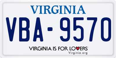 VA license plate VBA9570