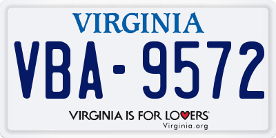 VA license plate VBA9572
