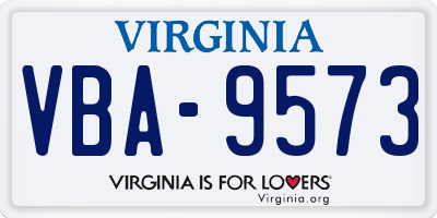 VA license plate VBA9573