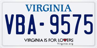 VA license plate VBA9575