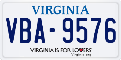 VA license plate VBA9576