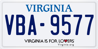 VA license plate VBA9577