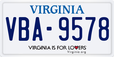 VA license plate VBA9578