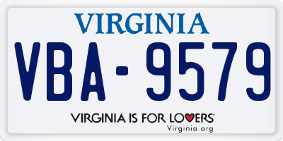VA license plate VBA9579