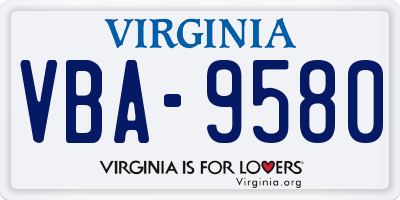 VA license plate VBA9580