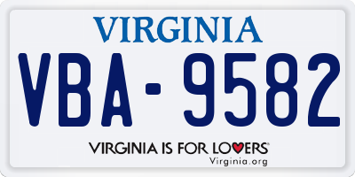 VA license plate VBA9582
