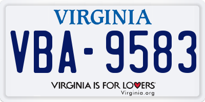 VA license plate VBA9583