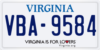 VA license plate VBA9584